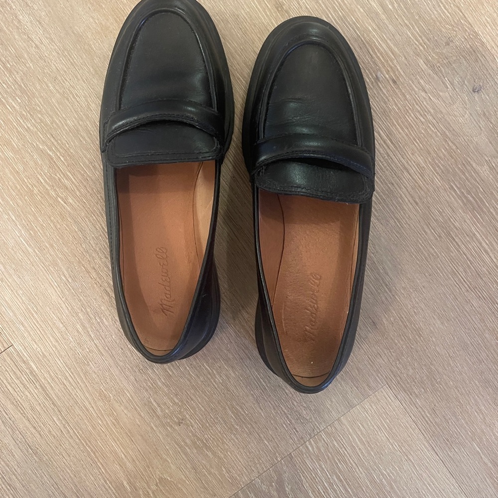 Madewell Black Leather Penny Loafers